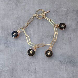 Upcycled Gold LV Charm Bracelet
